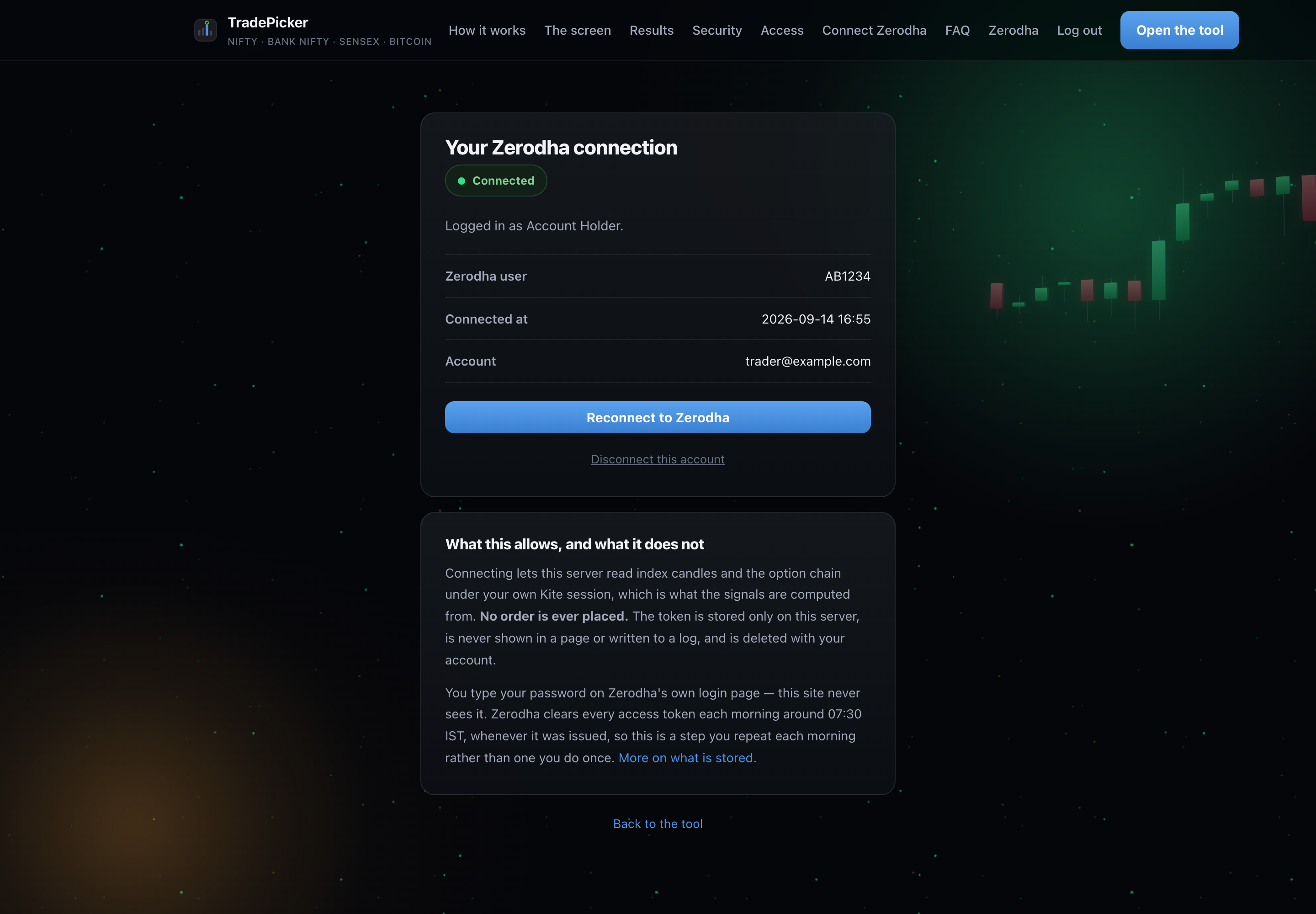 The connection page